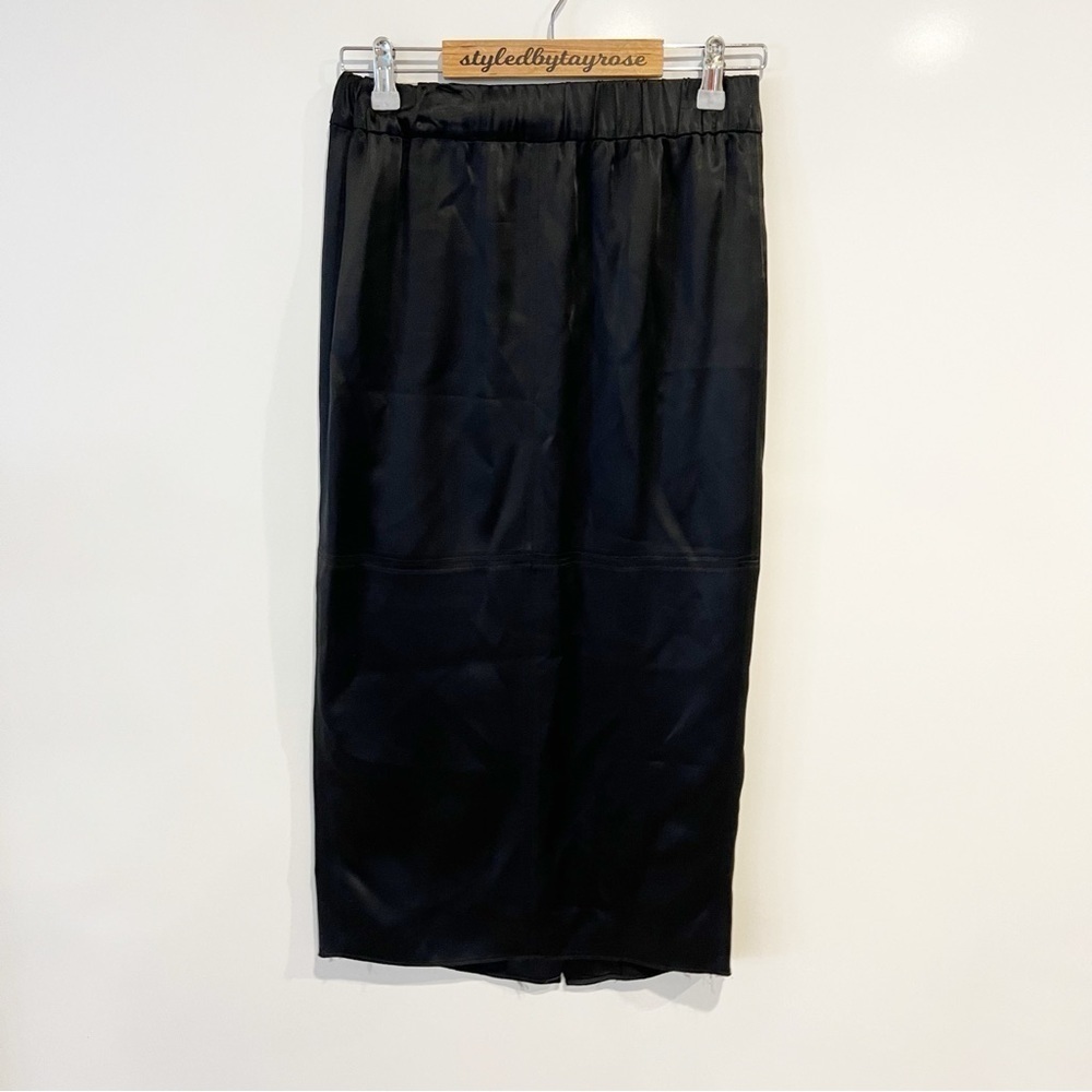 Gaucherie Silk Black Midi Skirt
